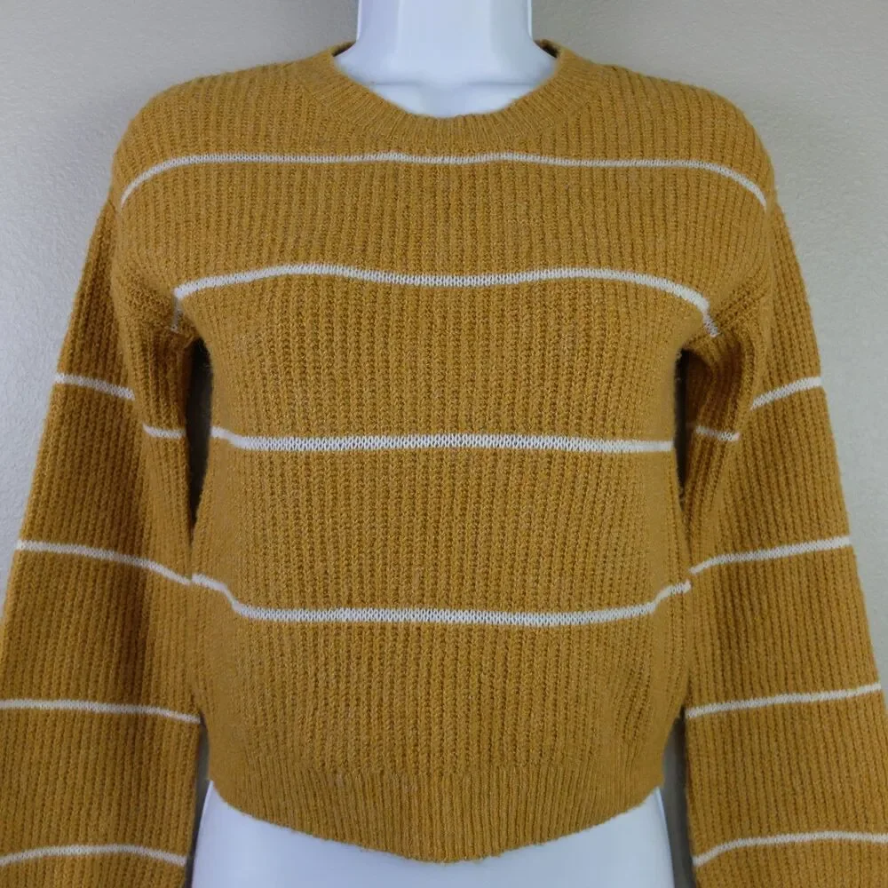 Evsie Yellow Striped Long Sleeve Sweater Girls Size Small NWT